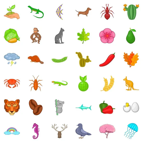 Ensemble d'icônes de feuilles, style dessin animé — Image vectorielle
