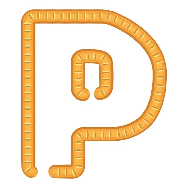 P betű ikon, rajzfilm stílusú kenyér — Stock Vector