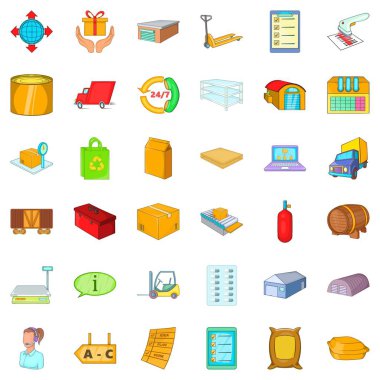 Depolama Icons set, karikatür tarzı