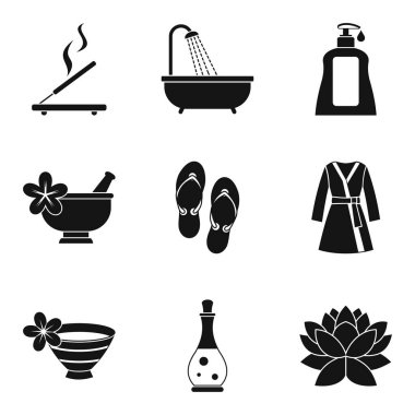 Aroma Yağı Icons set, basit tarzı