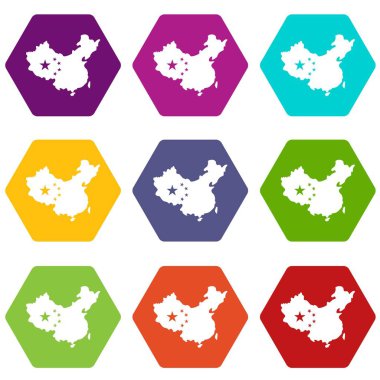 Harita Çin simgesinin rengi altı yüzlü ayarla