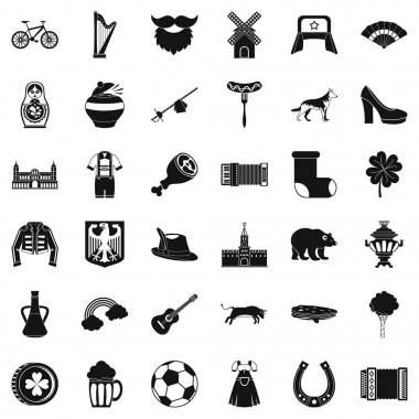 Europe Icons set, basit tarzı