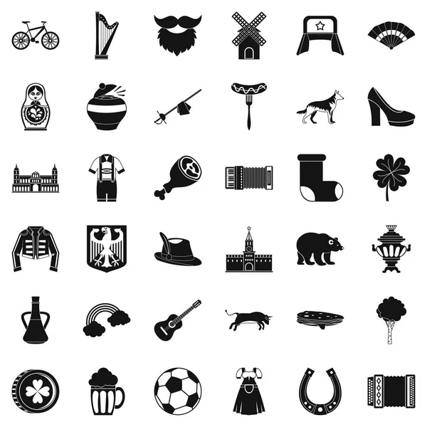 Conjunto de iconos de Europa, estilo simple — Vector de stock