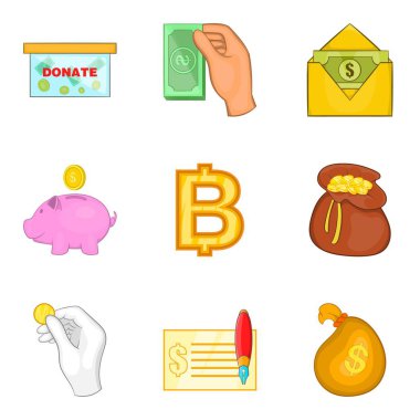 Birikimi Fonu Icons set, karikatür tarzı