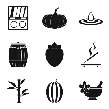 Egzotik masaj Icons set, basit tarzı