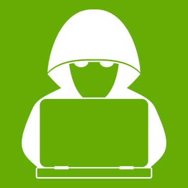 Bilgisayar korsanı dizüstü bilgisayar simgesi yeşil ile