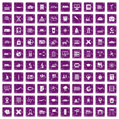 100 dünya simgeleri grunge mor ayarla