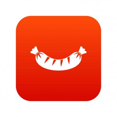 Izgara sosis simgesi dijital kırmızı