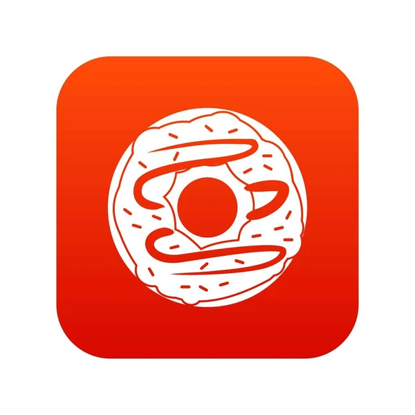 Ícone de donut de chocolate vermelho digital — Vetor de Stock