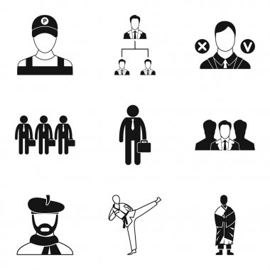 Merkez ofis Icons set, basit tarzı