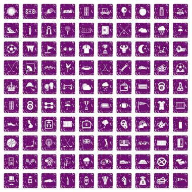 100 golf simgeler grunge mor ayarla