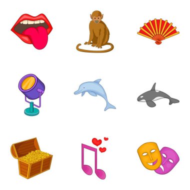 Modern Sanat Icons set, karikatür tarzı