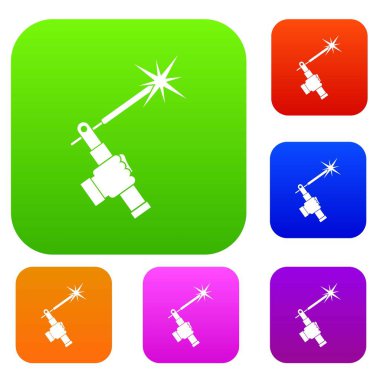 Elinde meşale kaynak Mig renk koleksiyonu ayarla