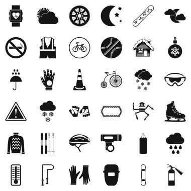 Kış Icons set, basit tarzı