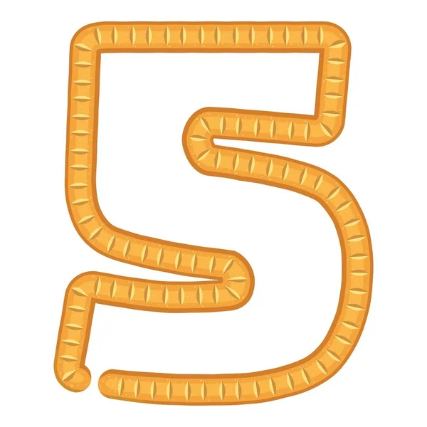 Číslo pět chléb ikona, kreslený styl — Stockový vektor