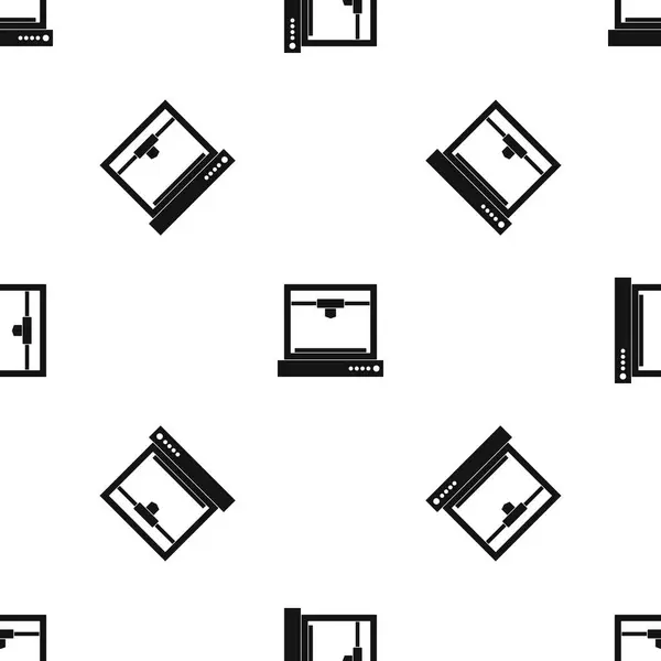 3d modelo de impresora patrón sin costura negro — Archivo Imágenes Vectoriales
