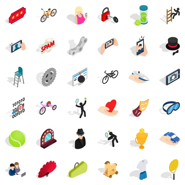 Kadın Icons set, izometrik stili