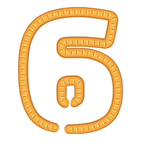 Number six bread icon, cartoon style — Stock Vector