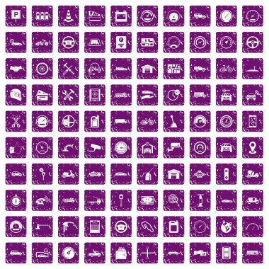 100 garaj simgeler grunge mor ayarla