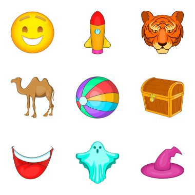 Hayvan Icons set eğitim, karikatür tarzı