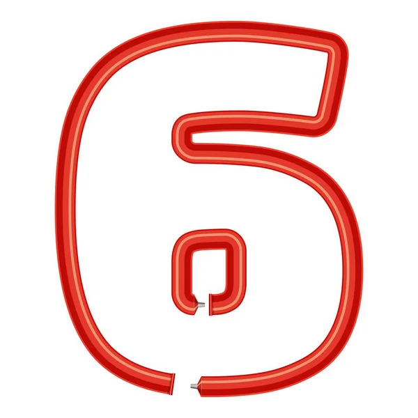 Numer sześć plastikową rurkę ikona, stylu cartoon — Wektor stockowy