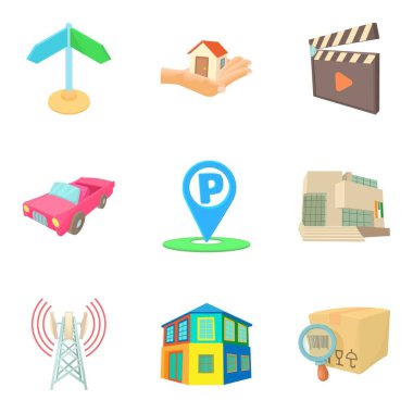 Bölge Icons set, karikatür tarzı ortasına