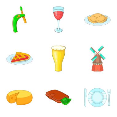 Bekarlığa veda partisi Icons set, karikatür tarzı