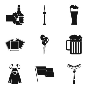 Bira partisi Icons set, basit tarzı