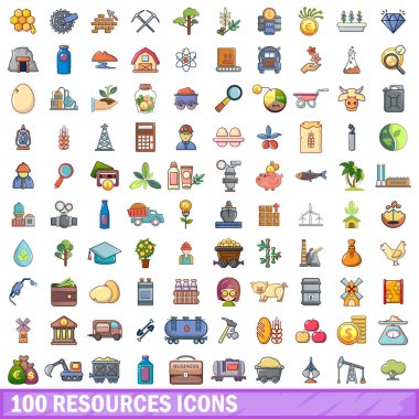 100 kaynağın simgeler ayarla, tarzı çizgi film