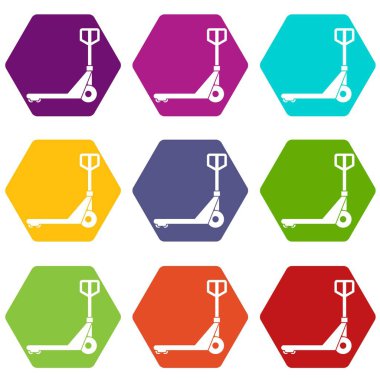 Renk altı yüzlü el kamyon Icon set