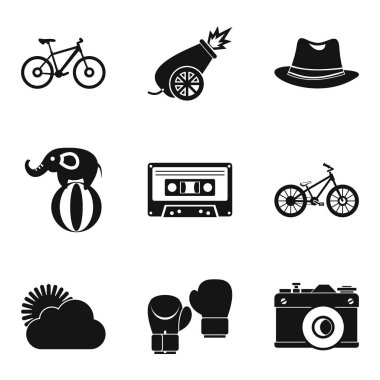 Bisiklet sürmek Icons set, basit tarzı