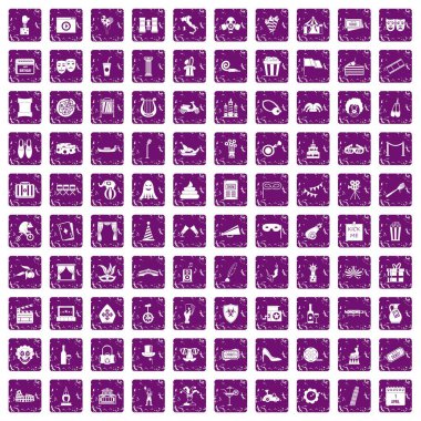 100 maske simgeler grunge mor ayarla