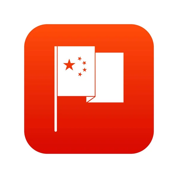 Chine drapeau icône numérique rouge — Image vectorielle