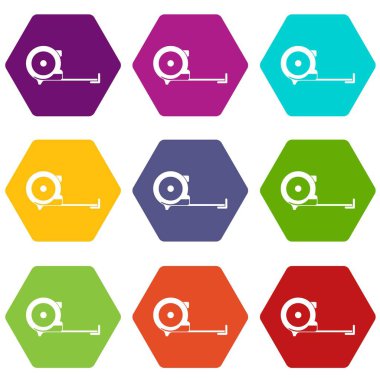 Renk altı yüzlü inşaat rulet Icon set