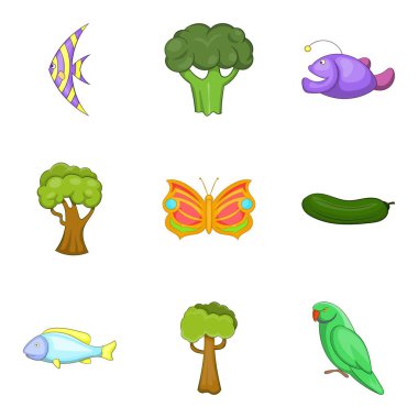 Sahil Icons set, karikatür tarzı yaşam