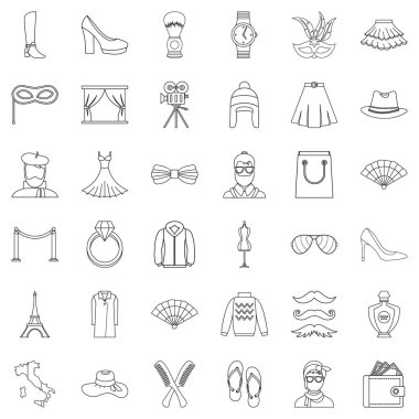 Modeli Icons set, anahat stili