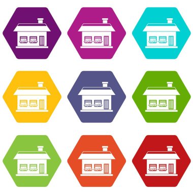 Tek katlı ev iki windows simgesiyle renk altı yüzlü ayarla