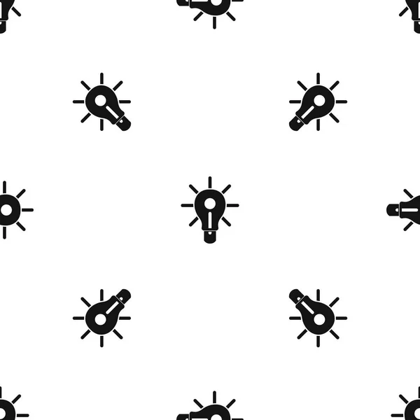 Lumineux motif ampoule sans couture noir — Image vectorielle