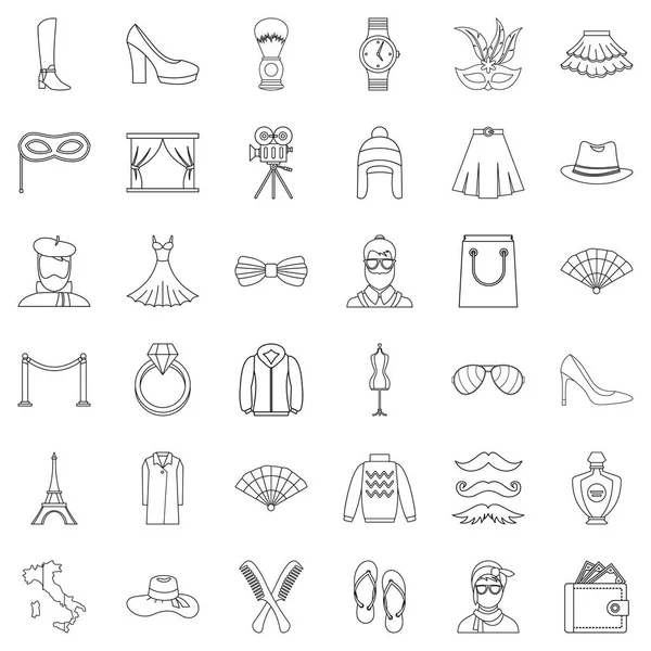 Model icons set, outline style — Stock Vector