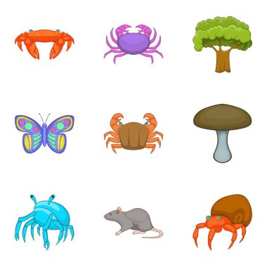 Eklem bacaklılar Icons set, karikatür tarzı