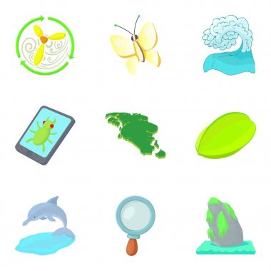 Kıta Icons set, karikatür tarzı