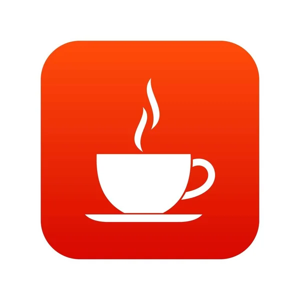 Copa de la bebida caliente icono digital rojo — Archivo Imágenes Vectoriales
