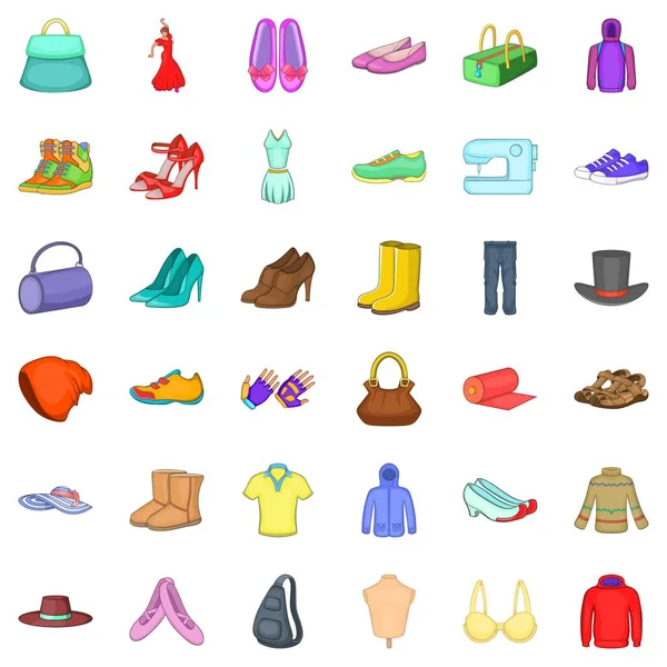 Modus iconen set, cartoon stijl — Stockvector