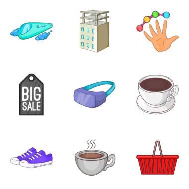Kahve Icons set için gidiş, karikatür tarzı