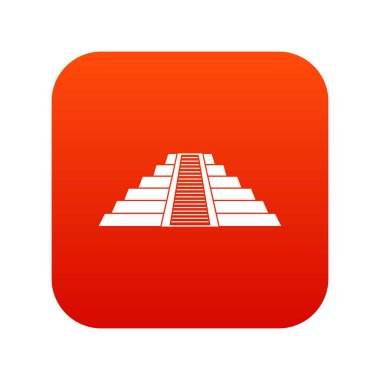 Ziggurat Chichen Itza simgesi dijital kırmızı