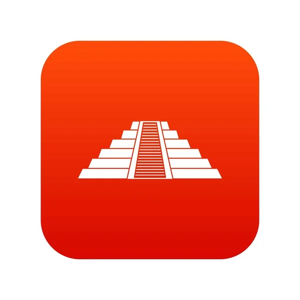 Ziggurat in Chichen Itza icona digitale rosso — Vettoriale Stock
