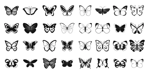 蝴蝶图标集，简单的样式 — 图库矢量图片