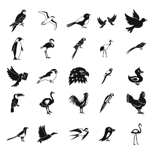 Vogels pictogrammenset, eenvoudige stijl — Stockvector