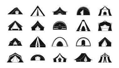 Çadır simge seti, basit tarzı