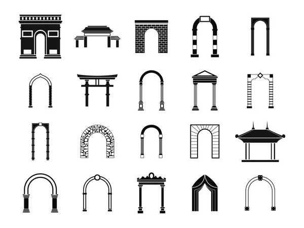 Арочный набор икон, простой стиль — стоковый вектор